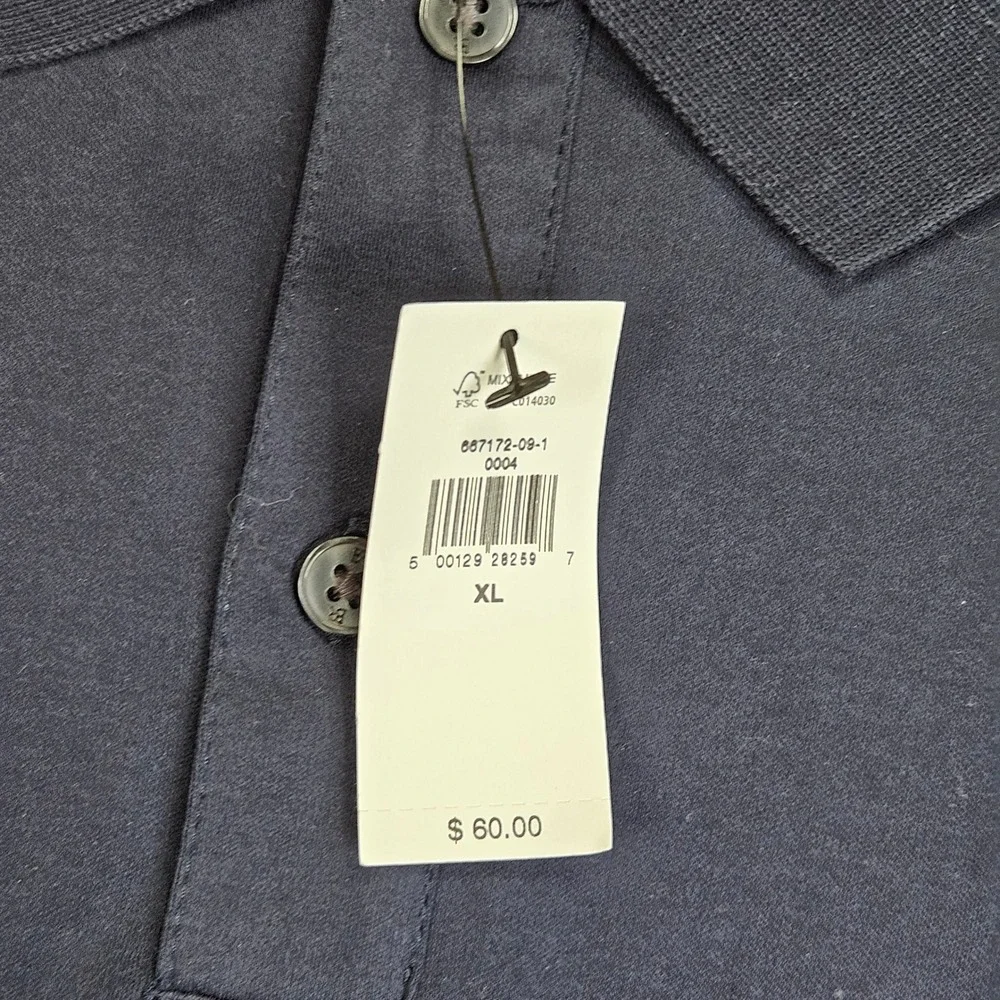 Banana Republic Luxe Touch Polo Men XL Navy Short Sleeve Cotton NEW